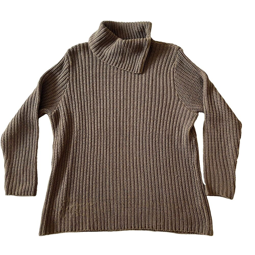 Bobbie Brooks Brown Foldover Turtleneck Long Sleeve Sweater Top Shirt SZ Large